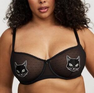 Halloween Cat-Applique Balconette Bra